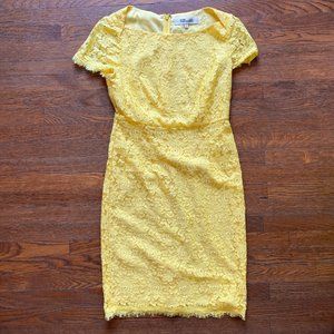 Diane Von Furstenberg Yellow Lace Cocktail Dress